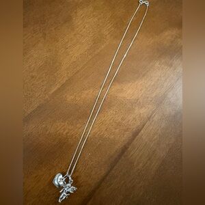 925 Sterling Silver Angel & Heart Pendant Necklace